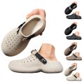 thumbnail image 1 of Dakaela Garden Chef Clogs for Mens Outdoor Slip on Beach Sandals with Arch Support Platform Waterproof Work Shoes with Adjustable Strap Beige,5.5, 1 of 9