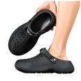 thumbnail image 1 of Dakaela Garden Chef Clogs for Mens Outdoor Slip on Beach Sandals with Arch Support Platform Waterproof Work Shoes with Adjustable Strap Black,7.5, 1 of 9