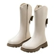 thumbnail image 1 of Dakaela Girl's Knee High Winter Boots Kids Bowknot Snow Boot Lug Sole Riding Boots with Side Zipper Beige, 1 of 6