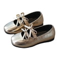 thumbnail image 1 of Dakaela Girls Dress Shoes Square Toe Bowknot Ballet Flats 3T 4T 5T Leather Ballerina Dance Mary Jane for Wedding Party Prom Gold Size 13, 1 of 5