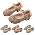 thumbnail image 1 of Dakaela Girls Dress Shoes Toddler Glitter Princess Mary Jane 3T 4T 5T Little Big Kid Low Heel Pearl Strap Wedding Prom Footwear Pink Size 8, 1 of 6