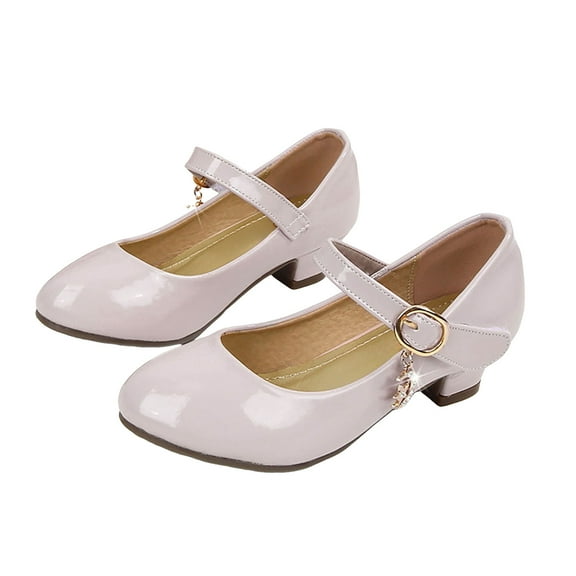 Dakaela Girls Dress Shoes Toddler Low Heels Princess Mary Jane Wedding Party Back to School Dressy Pumps for Little Big Kid Red 2.5