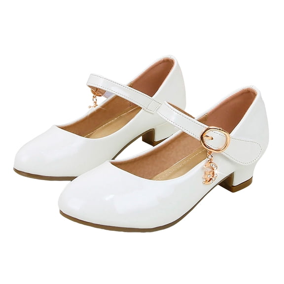 Dakaela Girls Dress Shoes Toddler Low Heels Princess Mary Jane Wedding Party Back to School Dressy Pumps for Little Big Kid White 11
