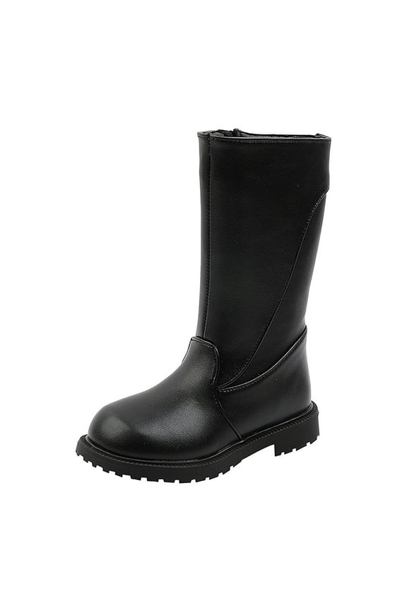 Girls Knee High Boots Side Zipper Kids Motorcycle Riding Long Boot Waterproof Warm Winter Shoes