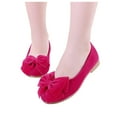 thumbnail image 1 of Dakaela Girls Mary Jane Dress Shoes Kids Suede Bowknot Princess Ballerina Flats School Wedding Party Uniform Loafers Pink Size 6, 1 of 7