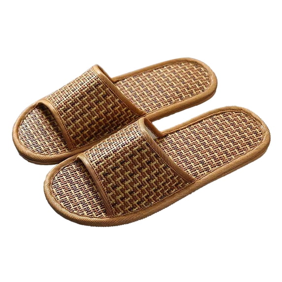 Dakaela Grass Woven Slippers for Women Men Linen Summer Beach Bamboo Sandals Anti Slip Slides Size 6-11