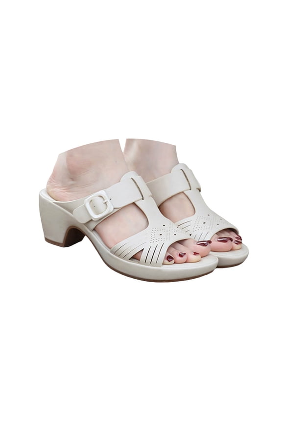 Heeled Sandals for Women Arch Support Dressy Slides Mules Comfortable Open Toe Work Walking Shoes