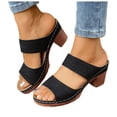 thumbnail image 1 of Dakaela Heeled Sandals for Women Low Block Chunky Heels Open Toe Backless Dress Casual Pumps Slip on Mules Shoes for Party Wedding Size 6-10 Black, 1 of 9