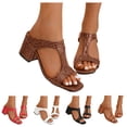 thumbnail image 1 of Dakaela Heeled Sandals for Women Square Open Toe Slip on Heeled Mules Comfortable Chunky Heel Casual Dress Pumps Slides Shoes Size 6-9 Black, 1 of 8