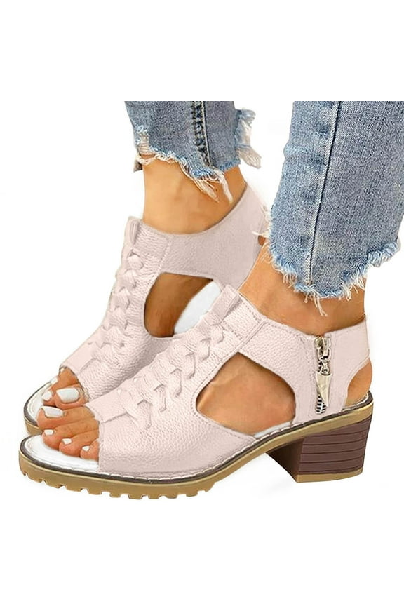 Heels for Women Open Toe Ankle Boots Ankle Strap Cutout Casual Sandals Slingback Short Booties