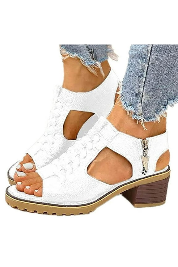 Heels for Women Open Toe Ankle Boots Ankle Strap Cutout Casual Sandals Slingback Short Booties