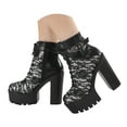 thumbnail image 1 of Dakaela High Heels for Women Round Toe Platform Combat Ankle Boots Lace up Gothic Punk Party Dress Shoes, 1 of 8