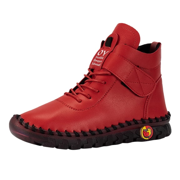 Dakaela High Top Sneakers for Women Arch Support Flat Running Walking Shoes Leather Ankle Booties