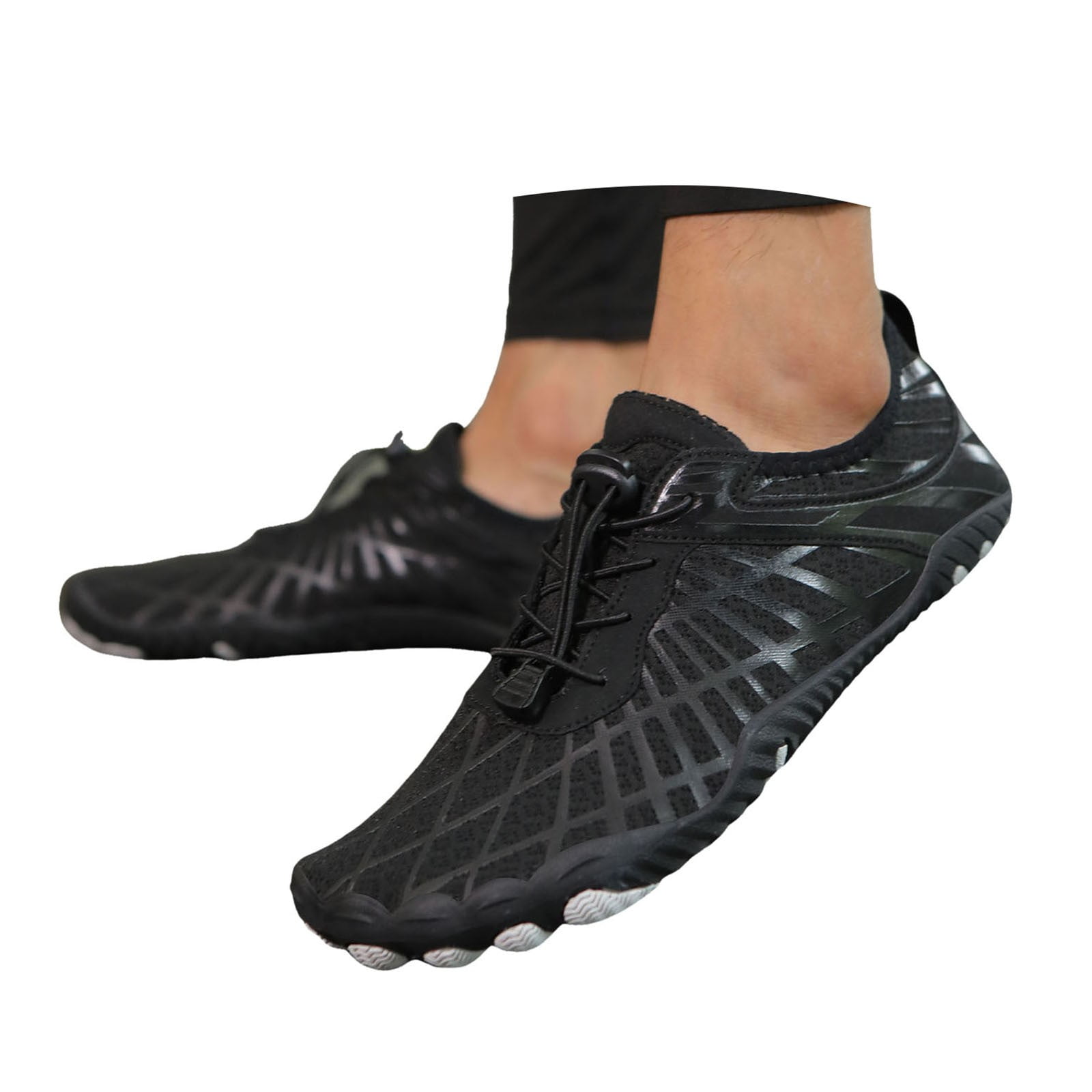 Dakaela Hike Barefoot Shoes Athletic Hiking Minimalist Water Sneakers Wide Toe Box Running Shoe Black 6.5