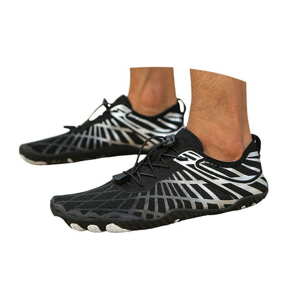 Dakaela Hike Barefoot Shoes Athletic Hiking Minimalist Water Sneakers Wide Toe Box Running Shoe Silver 7