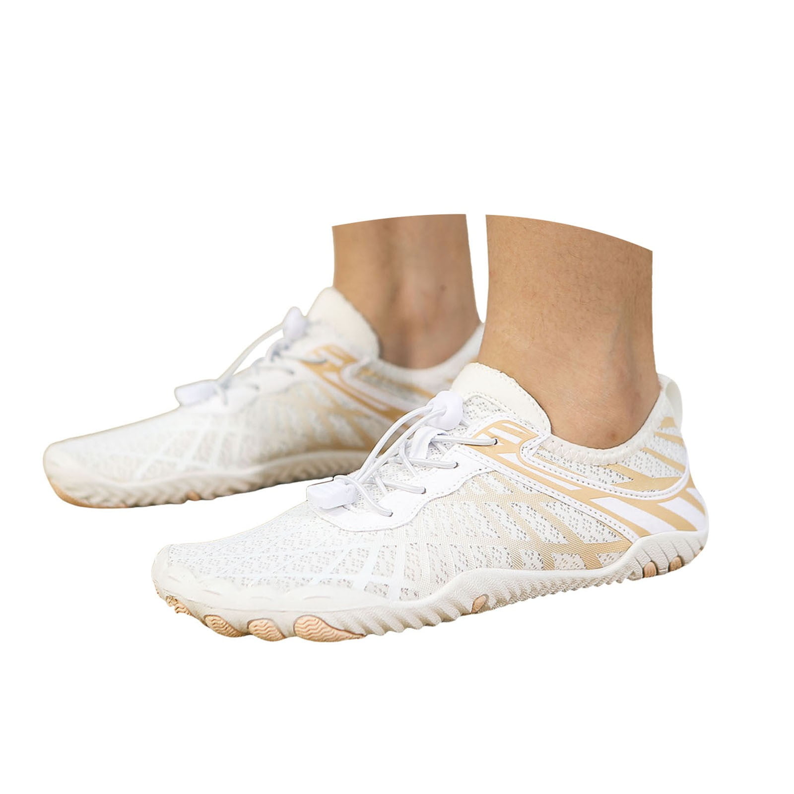 Dakaela Hike Barefoot Shoes Athletic Hiking Minimalist Water Sneakers Wide Toe Box Running Shoe White 6.5