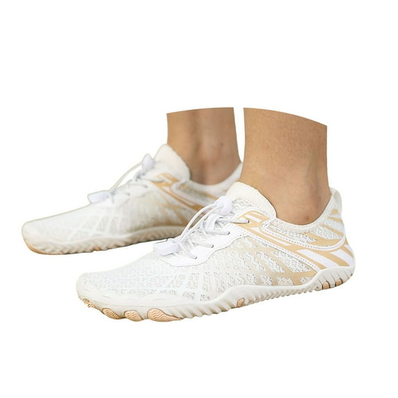 Dakaela Hike Barefoot Shoes Athletic Hiking Minimalist Water Sneakers Wide Toe Box Running Shoe White 7.5