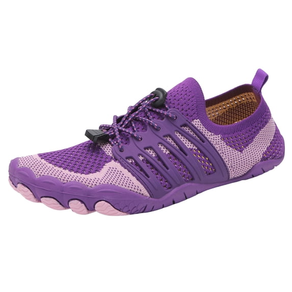 Dakaela Hike Barefoot Shoes Womens Mens Walking Slip on Sneakers Breathable Beach Pool Swim Flats Purple 7