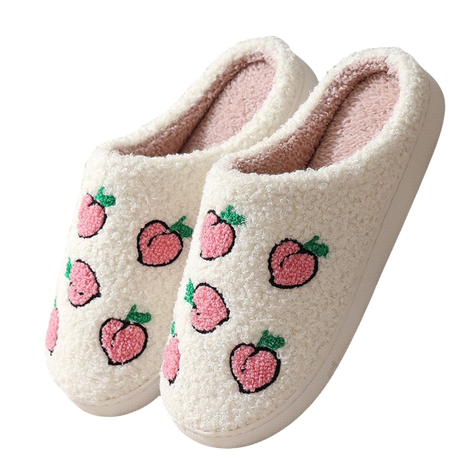 Women's Fuzzy Fruit Strawberry Slippers – Soft Plush House Shoes For Indoor & Bedroom, Cozy Warm Fluffy Slippers