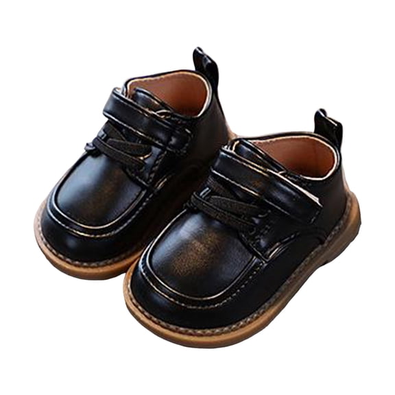 Dakaela Infant Baby Boys Girls Dress Shoes 12-18 Months Lace up School Uniform Oxfords 2T 3T Leather Wedding Loafers Toddler Walking Crib Shoes Black Size 7