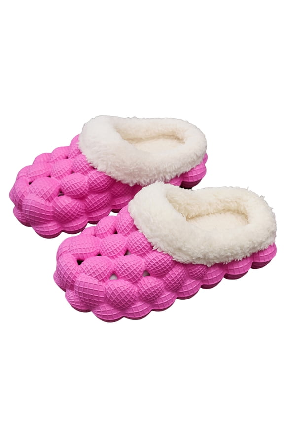 Kids Furry Lined Clogs Boys Girls Winter Plush Garden Shoes Toddler Fuzzy Cloud House Slippers Indoor Outdoor Mules Pink Size 3