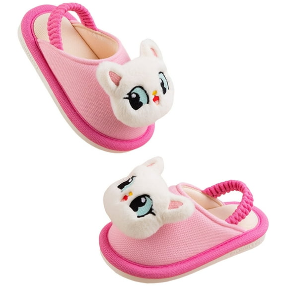 Dakaela Kids Fuzzy Slippers Girls Boys Plush Slip on House Shoes Toddler Indoor Slides with Back Strap 0-5Y