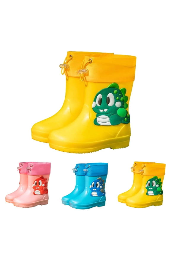 Kids Rain Boots Boys Girls Waterproof Easy on Rainboots Lightweight Cute Animal Outdoor Mud Garden Shoes 3T 4T 5T Blue Size 7