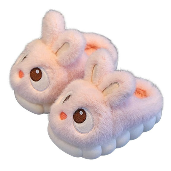 Dakaela Kids Slippers Cute Animal Winter Warm House Shoes Toddler Boys Girls Bunny Fuzzy Plush Bedroom Slides Pink Size 6.5