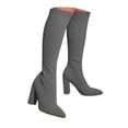 thumbnail image 1 of Dakaela Knee High Boots Women Chunky Heel Pointed Toe Long Tall Boot Knit Mid Calf Sock Dress Shoes, 1 of 5