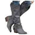 thumbnail image 1 of Dakaela Knee High Boots for Women Cowboy Cowgirl Western Riding Boots Low Heel Moto Gothic Long Shoes, 1 of 3