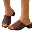 thumbnail image 1 of Dakaela Knit Heeled Sandals for Women Square Open Toe Low Chunky Heels Mules Casual Slip on Slides Summer Beach Pumps Slippers Size 6-10, 1 of 9