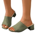 thumbnail image 1 of Dakaela Knit Heeled Sandals for Women Square Open Toe Low Chunky Heels Mules Casual Slip on Slides Summer Beach Pumps Slippers Size 6-10, 1 of 9