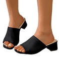 thumbnail image 1 of Dakaela Knit Heeled Sandals for Women Square Open Toe Low Chunky Heels Mules Casual Slip on Slides Summer Beach Pumps Slippers Size 6-10, 1 of 9