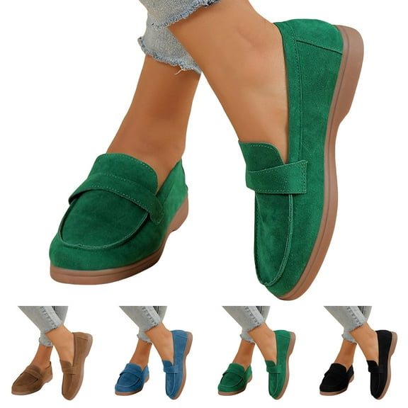 Dakaela Loafers for Women Suede Slip on Flats Shoes Comfortable Casual Dressy Business Work Shoes