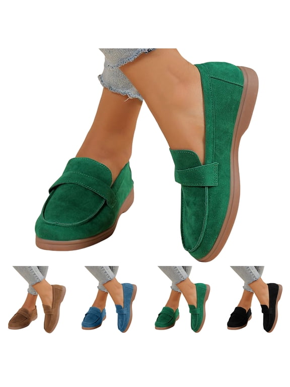 Loafers for Women Suede Slip on Flats Shoes Comfortable Casual Dressy Business Work Shoes