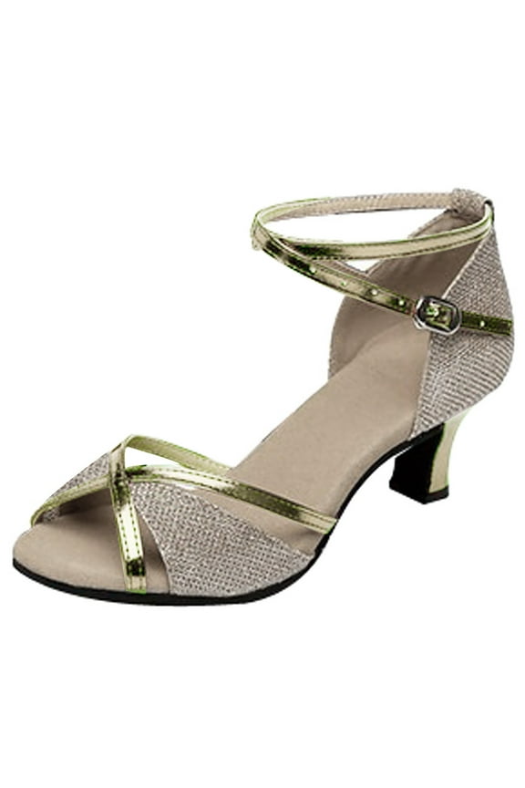 Low Heel Ballroom Dance Shoes Women Salsa Latin Dancing Practice Pumps Glitter Dress Shoes