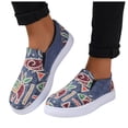 thumbnail image 1 of Dakaela Low Top Slip Ons Women's Fashion Sneakers Platform Casual Canvas Shoes Comfortable Walking Flats Loafers Blue 9, 1 of 8