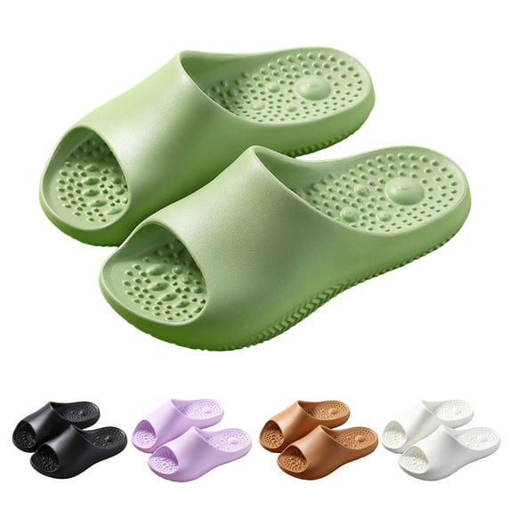 Dakaela Massage Slippers for Women Men Plantar Fasciitis Orthotic Cloud Slides Arch Support Non Slip Bath Shower Shoes Indoor Outdoor Black 6.5