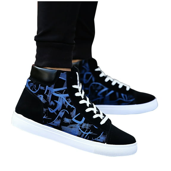 Dakaela Men High Top Sneakers Casual Walking Running Shoes Lightweight Fashion Tennis Flats Blue 8