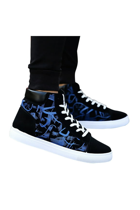 Men High Top Sneakers Casual Walking Running Shoes Lightweight Fashion Tennis Flats Blue 8