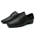 thumbnail image 1 of Dakaela Men's Ballroom Dance Shoes Leather Lace up Dancing Loafers Low Heel Latin Tango Salsa Shoe, 1 of 7