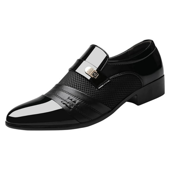 Dakaela Men's Business Casual Loafers Leather Formal Oxfords Wedding Slip on Dress Shoes for Men Black 8.5