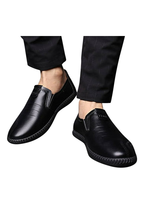 Men's Casual Dress Shoes Split Business Leather Oxfords Formal Fashion Slip on Loafers Black 8.5