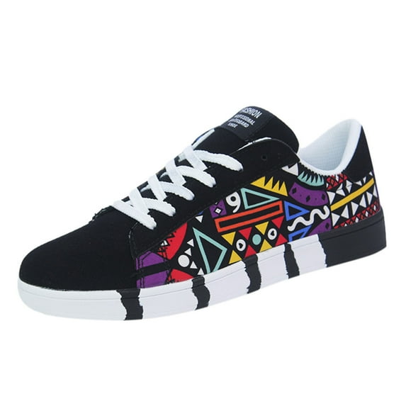 Dakaela Men's Casual Fashion Sneakers Arch Support Walking Running Shoes Lace up Tennis Loafers Black 7