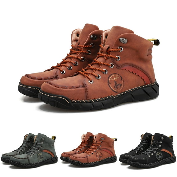 Dakaela Men's Chukka Boots Casual Fashion Sneakers Lace up Leather Walking Driving Slip on Loafers