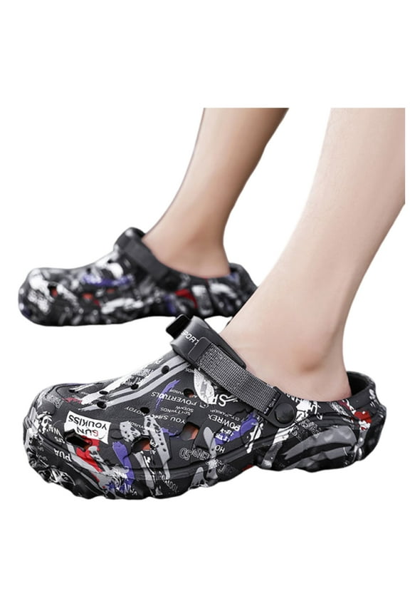 Men's Clogs Athletic Sports Sandals Slip on Garden Shoes Summer Water Beach Slippers Black 11.5