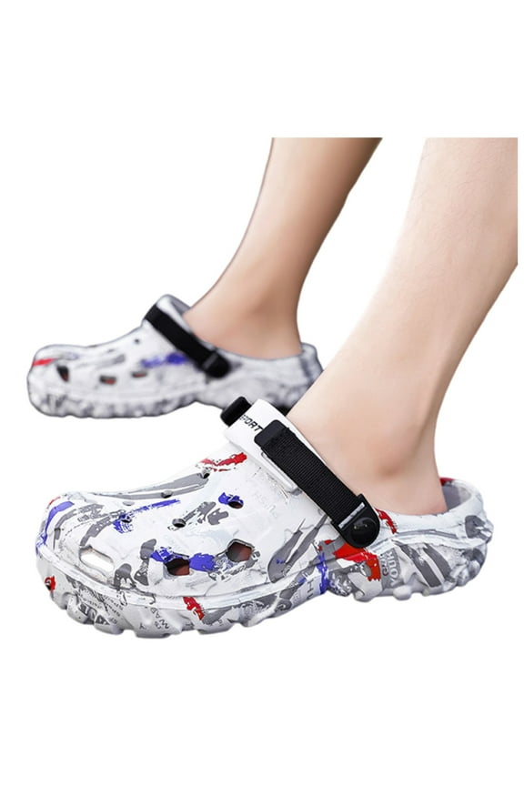 Men's Clogs Athletic Sports Sandals Slip on Garden Shoes Summer Water Beach Slippers White 9