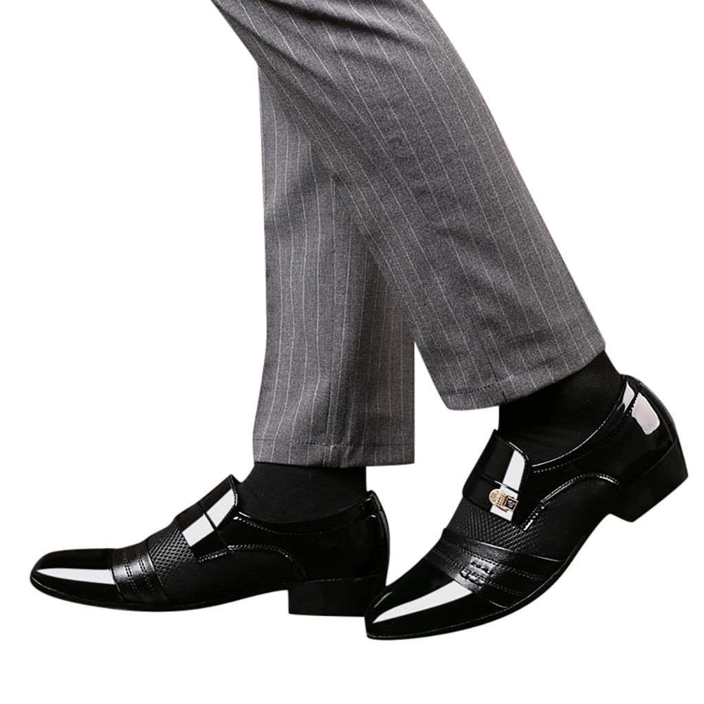Dakaela Men's Dress Loafer Shoes Leather Slip on Oxfords Business Work  Walking Derby Loafers Black 9.5 - Walmart.com