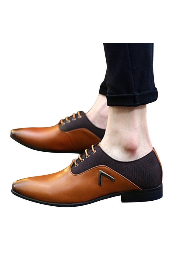 Men's Dress Shoes Bussiness Formal Oxfords Lace up Soft Pointy Toe Casual Loafers Yellow 13