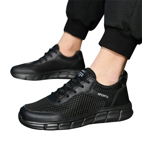 Dakaela Men's Fashion Sneakers Breathable Mesh Running Non Slip Casual Athletic Walking Shoes Black 8